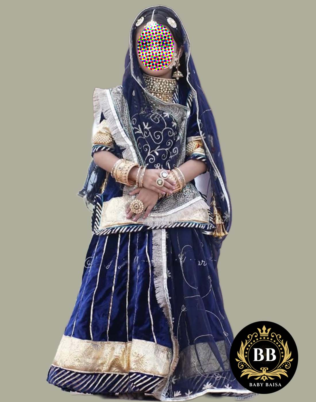 Girls Rajasthani Poshak in Blue Color by Banadi Store