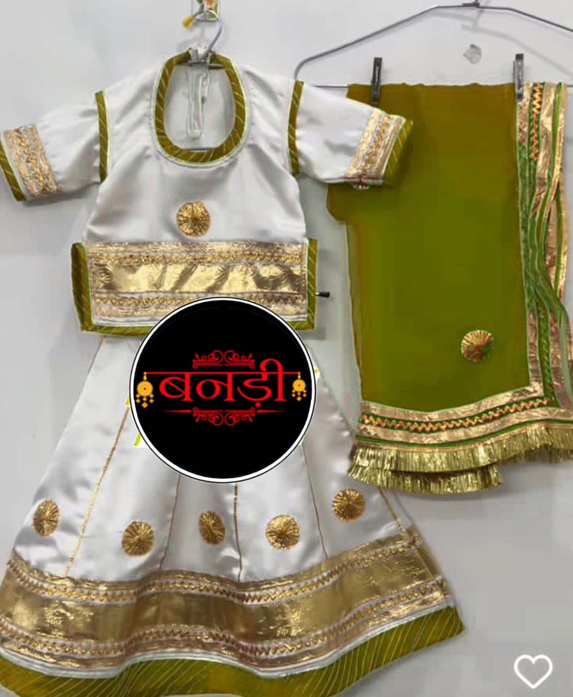Rajputi Poshak for Baby Girls in Yellow and Green Color