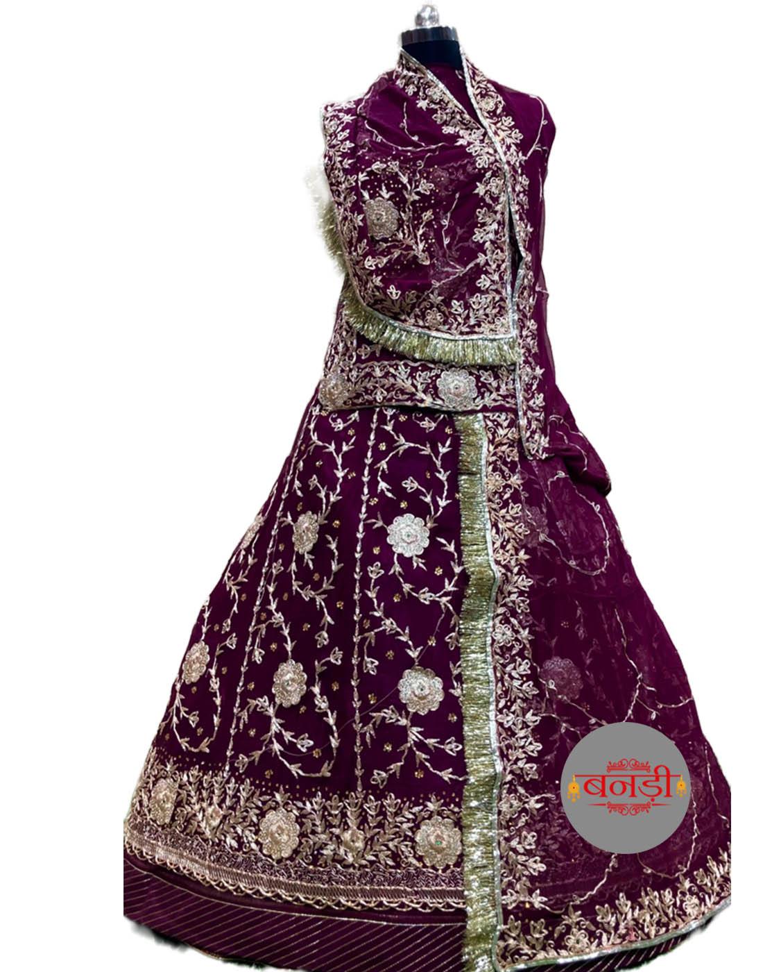 Wine Color Kesariya Poshak Design