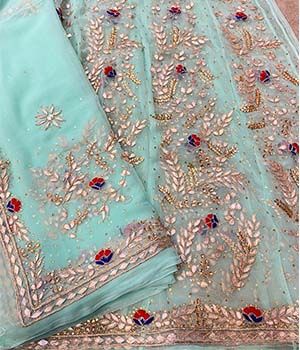 Sea Green Poshak with Full Gota Patti Work in Half Pure