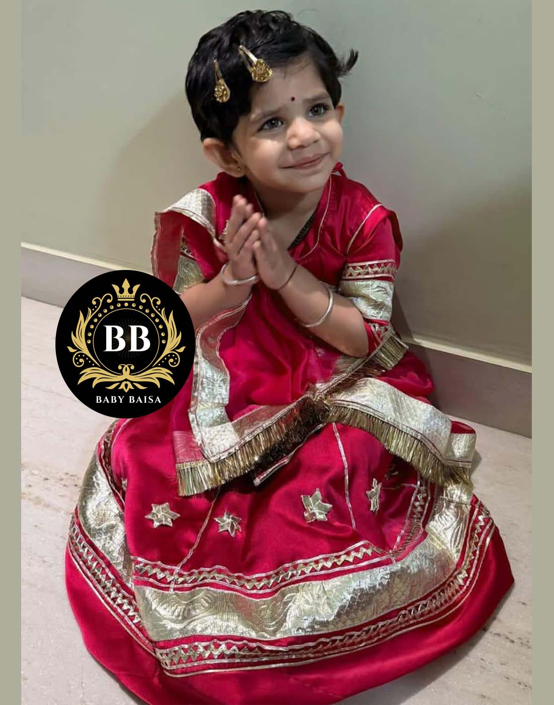 Small Girl Poshak in Red Color at Banadi Store