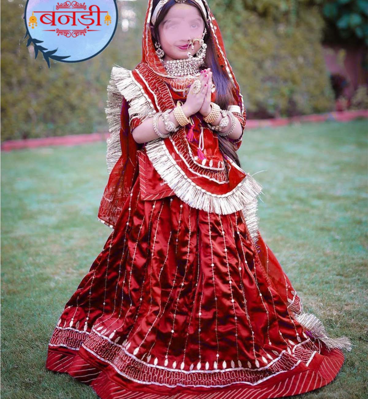 Baby Poshak in Red Color and Satin Fabric