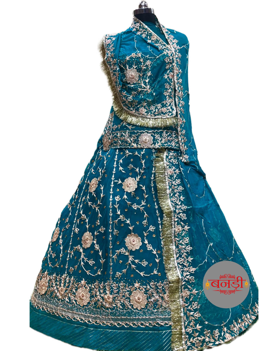 Peacock Blue Kesariya Poshak Design