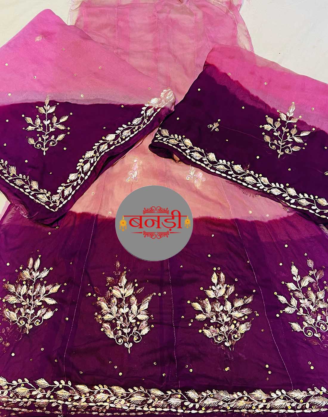 Shaded Rajputi Poshak in Pink and Purple Color with Hamrahi Pure Fabric