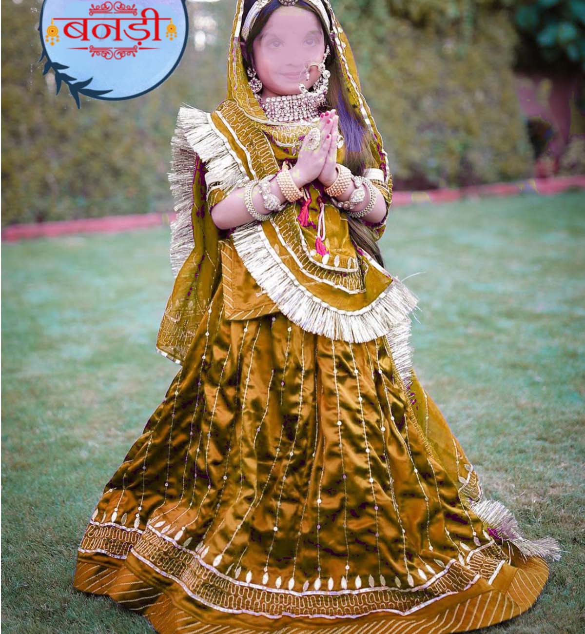 Buy BownBee Girls Navratri Pure Chaniya Choli Dupatta for Garba Yellow (Set  of 3) online