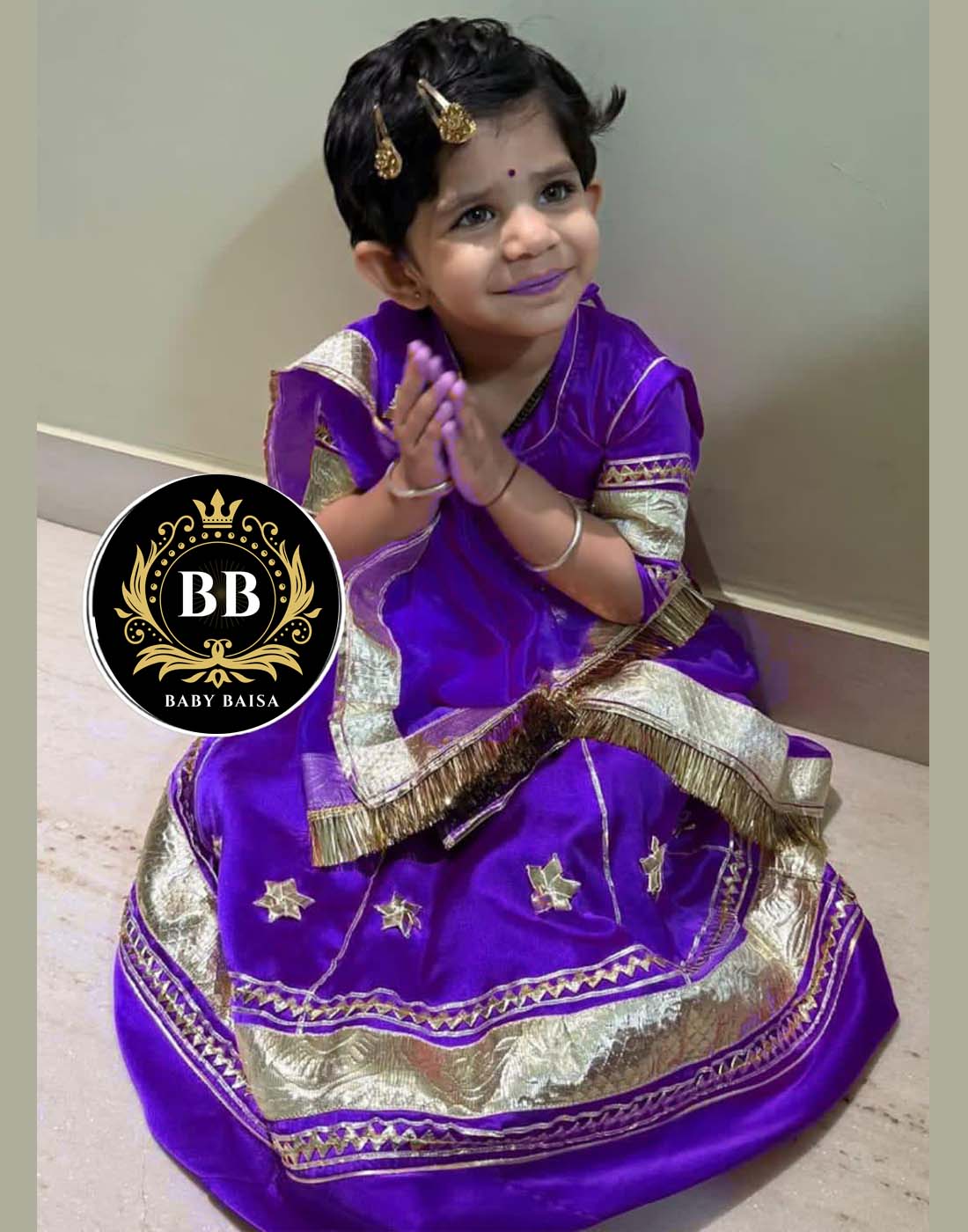 Small Girl Rajputi Poshak in Purple Color at Banadi Store