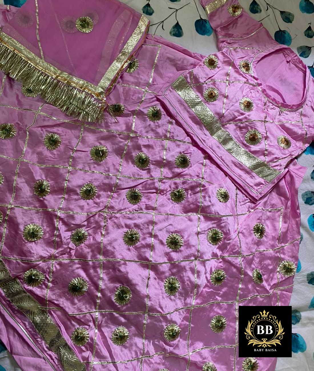 Pink Colour Stitched Poshak with Gota-Patti Work (3-12 Year)