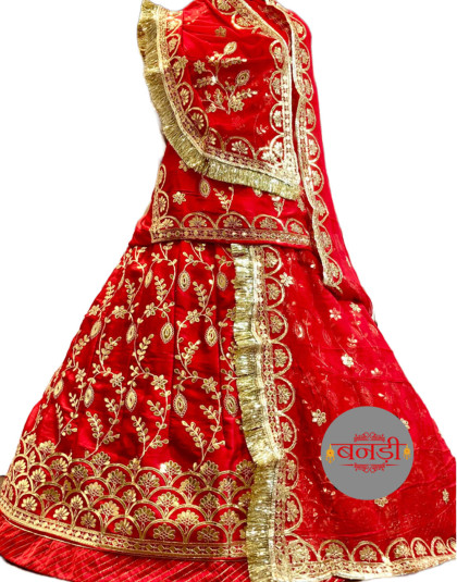 gota patti rajasthani poshak in red