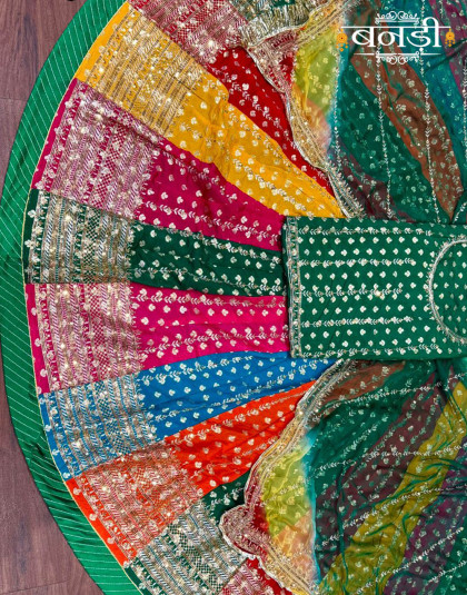 multicolor rajasthani poshak with green matching