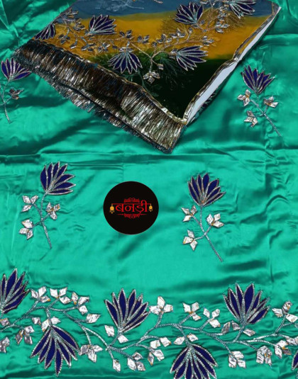sea green boutique poshak with multicolor odhani