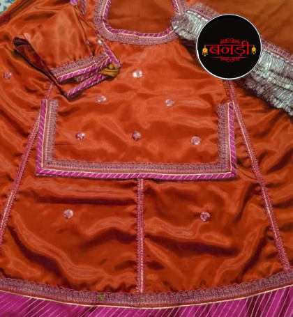 rajwadi satan suit in rust color with rani magji