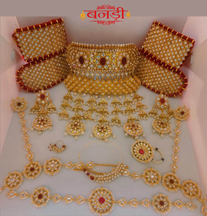 khamma ghani jewelry set with big kundan aad